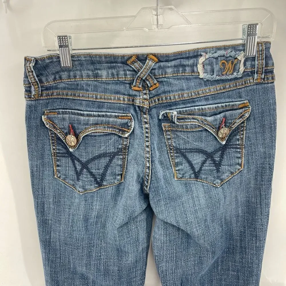 Worn Womens Flare Jeans Denim Stretch 5 Pocket Mid rise Medium Wash Blue Size 10